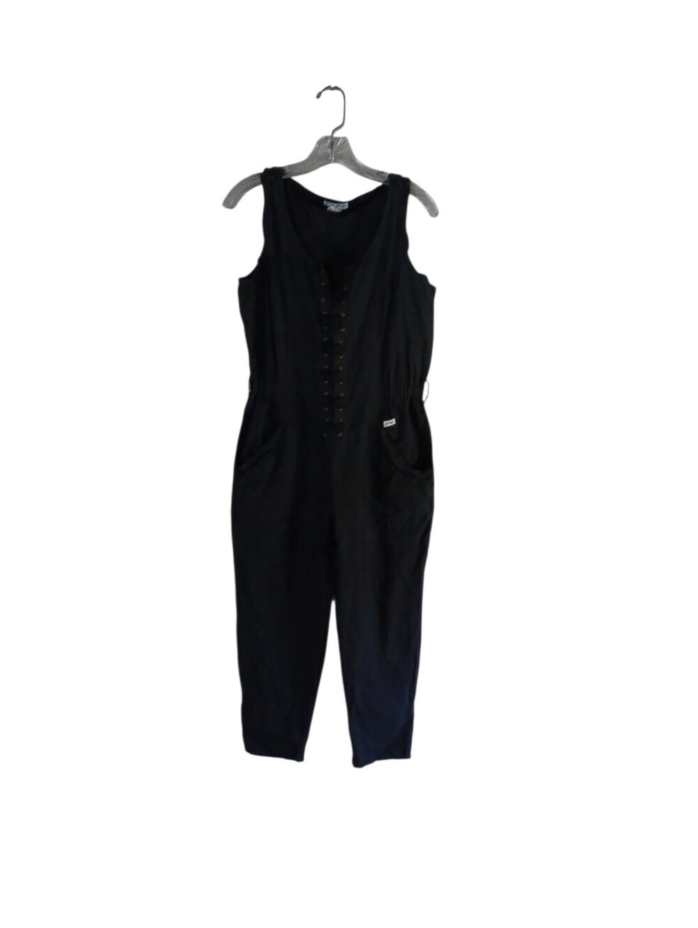 Vintage Nok Nok Sleeveless Lace Up Jumpsuit Black Medium